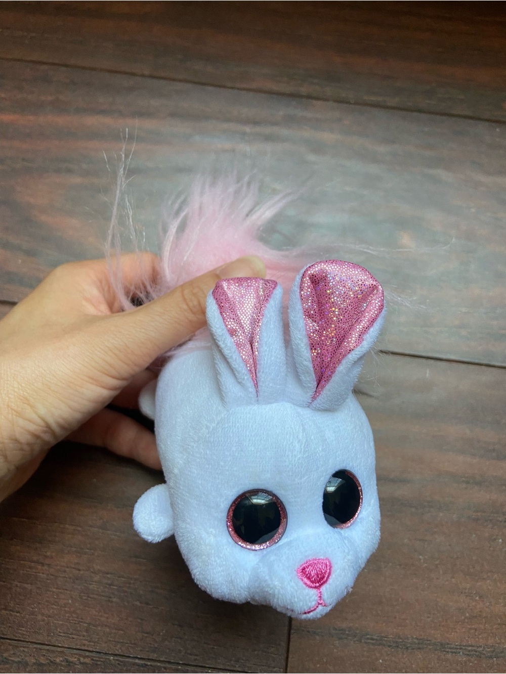 FUZZY TAILS PLUSH TOY PINK WHITE